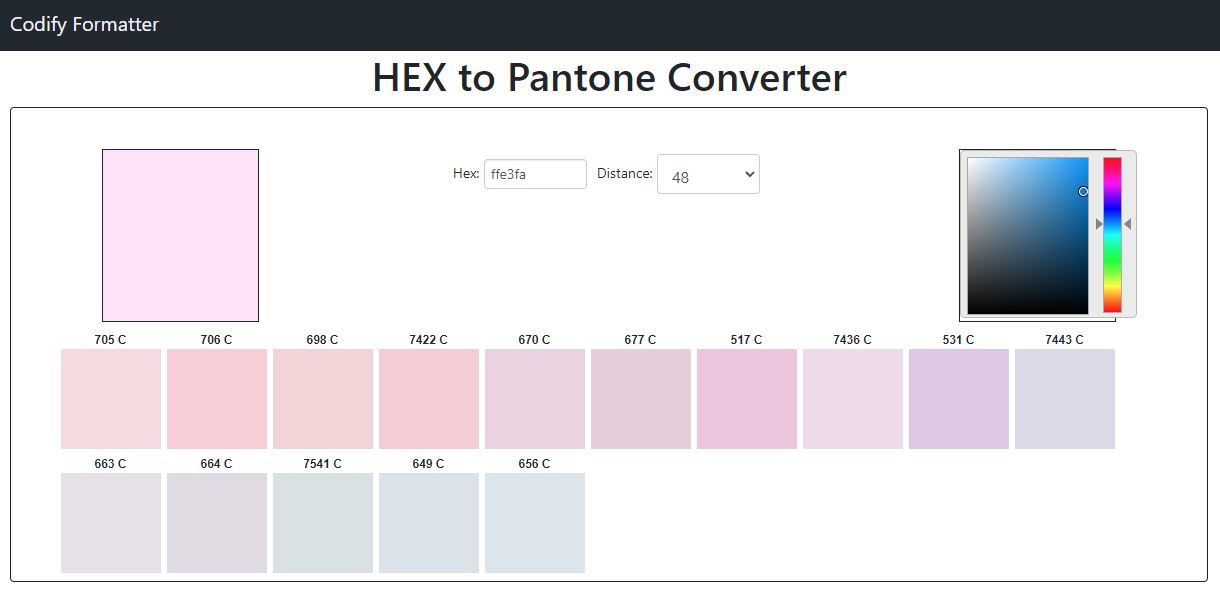 Hex To Pantone Converter Online Codifyformatter