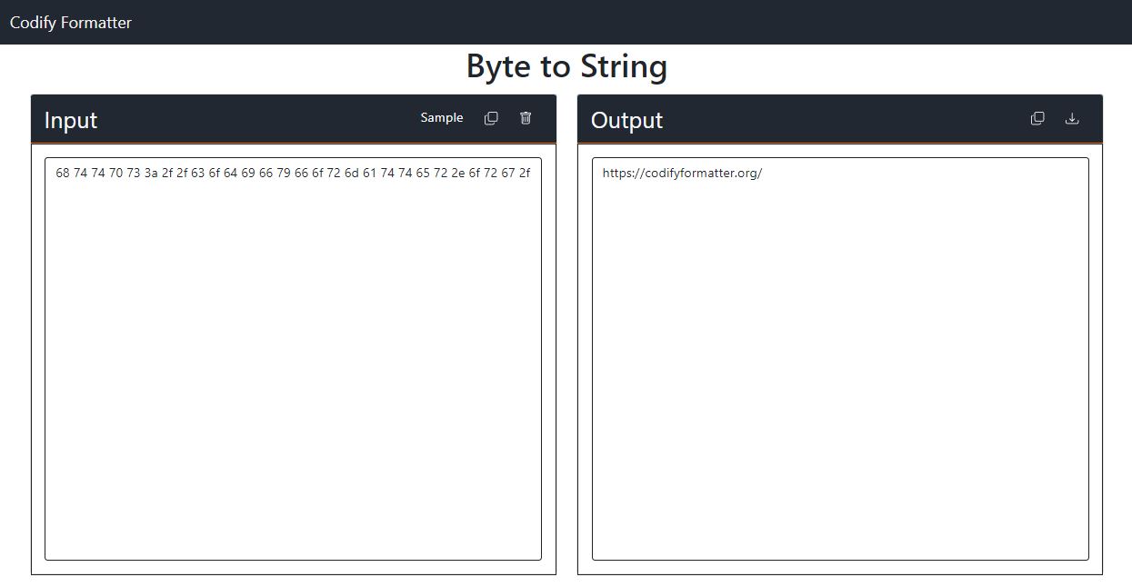 Byte To String Online Converter