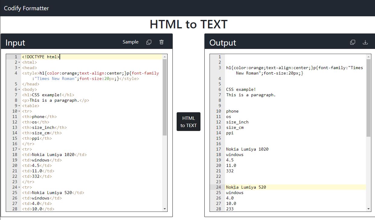 Html to text converter online free tool