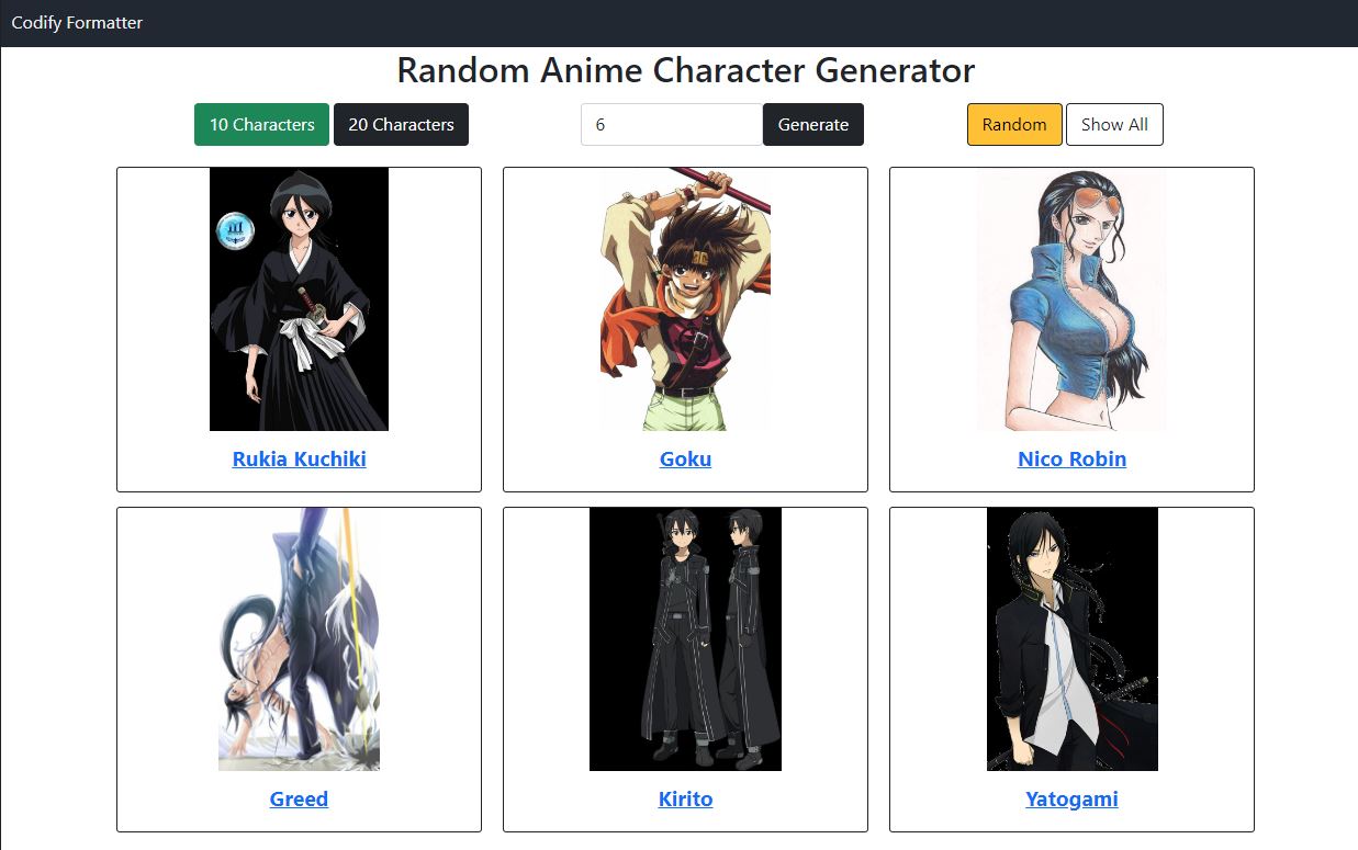 Random Anime Character Generator Online 120 Anime Characters 