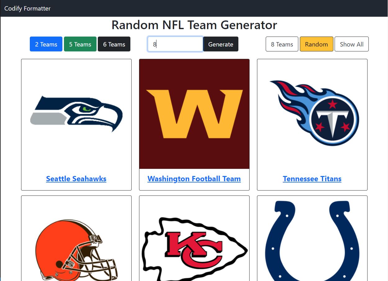 Random NFL Team Generator Online Free Codifyformatter