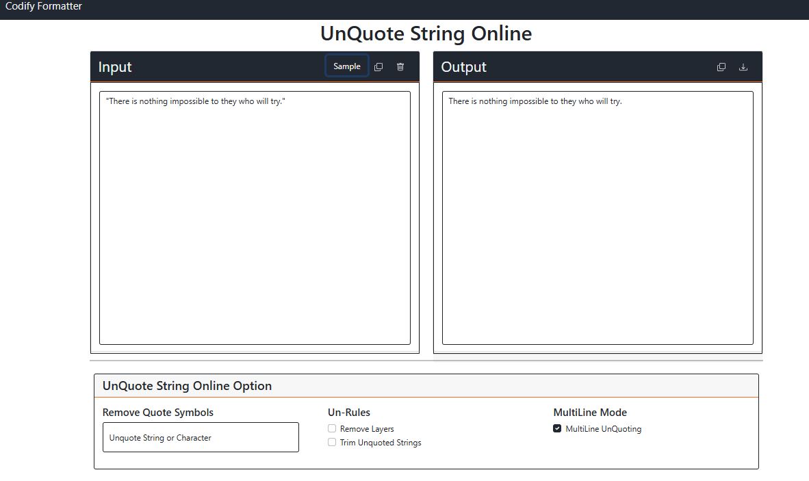 Unquote a String - Codifyformatter